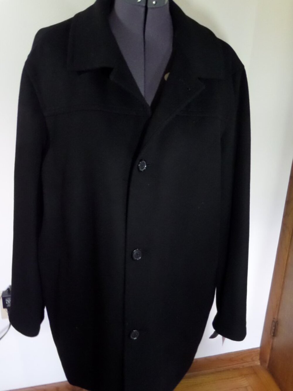 St. Johns Bay Mens Fall Winter   Black Wool Pea Coat Size XLarge NWT